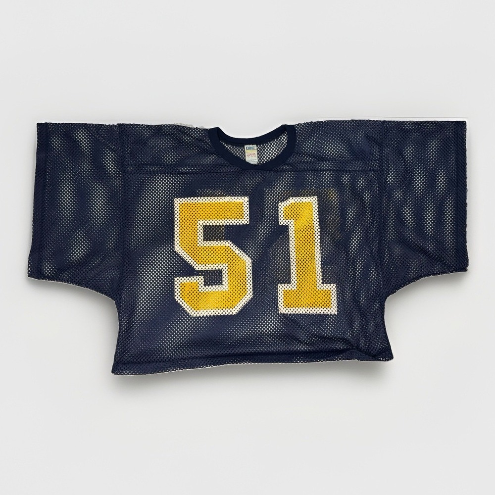 Vintage 80s BIKE XL-L Blue Mesh Football Practice Jersey #51 Scrimmage Top